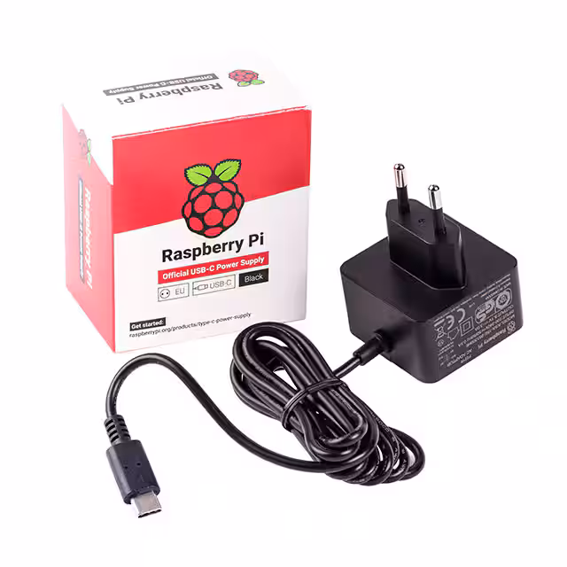 RPI USB-C POWER SUPPLY BLACK EU Raspberry Pi  Adaptadores de pared de escritorio de CA y CC
